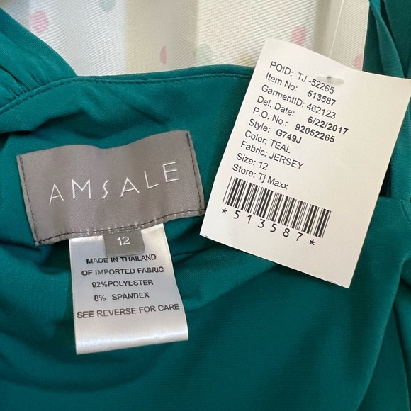 NWT AMSALE FULL LENGTH GOWN Teal Prom Wedding Halter Style - Picture 5 of 5